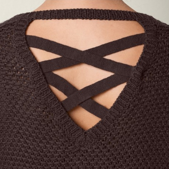 VENUS NWOT Lace Up Detail Sweater Brown - Picture 8 of 8